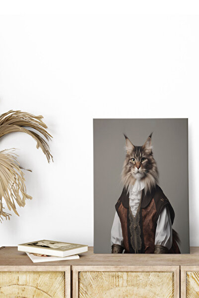 qoeuyl boutique Ζωγραφική με θέμα τη μεσαιωνική γάτα No:9 Retro Vintage 18x27...
