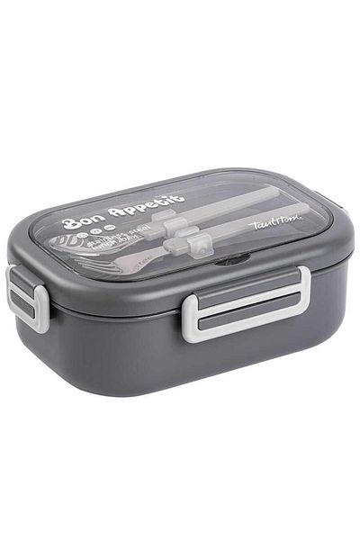 Tantitoni Tantitoni Gray Rust. Steel Rectangular Tableware with Fork and Spoon 850 ml