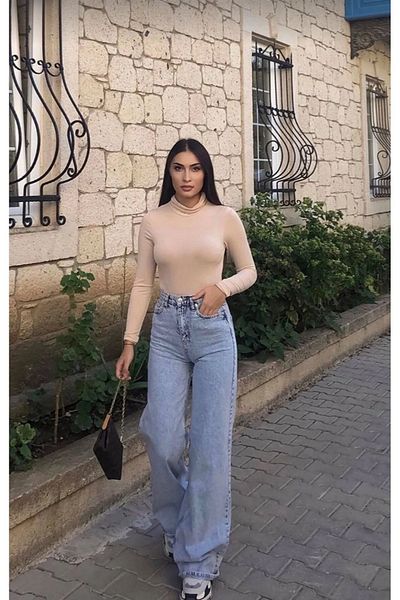 dressmix Noi blugi largi Palazzo cu picioare largi, albastru Snow Wash