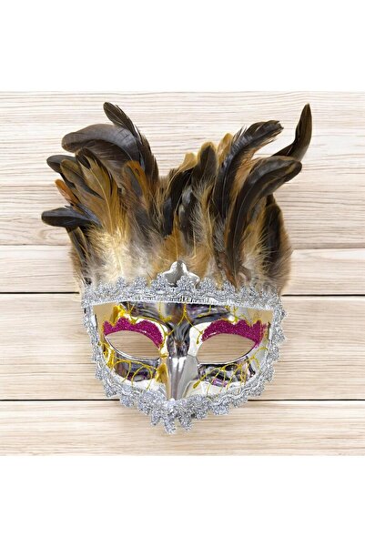 China Bazaar Dolgun Tüylü Gümüş Venedik Maske - Kostüm Partileri , Maskeli Ba...