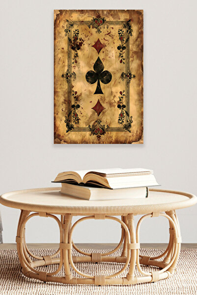 qoeuyl boutique İskambil Kağıdı Temalı No:2 Retro Vintage 18x27 MDF Ahşap Pos...