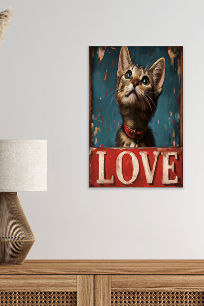 qoeuyl boutique Χαριτωμένα γάτες αγαπούν No:1 Ρετρό Vintage 18x27 MDF Ξύλινη ...