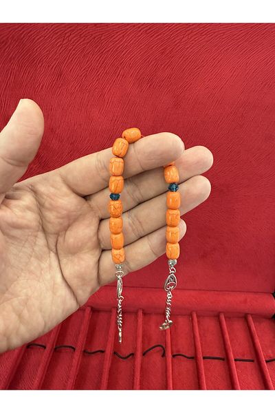 Anemore Collection Orange Pebble Stone 33 Pcs and Zaza Rosary in a Wooden Box, a Gift for Your Lover and Father