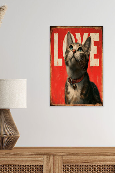 qoeuyl boutique Χαριτωμένα γάτες αγαπούν No:3 Ρετρό Vintage 18x27 MDF Ξύλινη ...