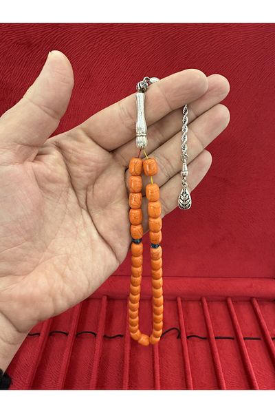 Anemore Collection Orange Pebble Stone 33 Pcs and Zaza Rosary in a Wooden Box, a Gift for Your Lover and Father