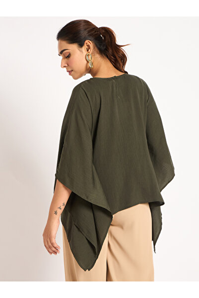 Femmella By Styli Asymmetric Hem Round Neck Satin Top