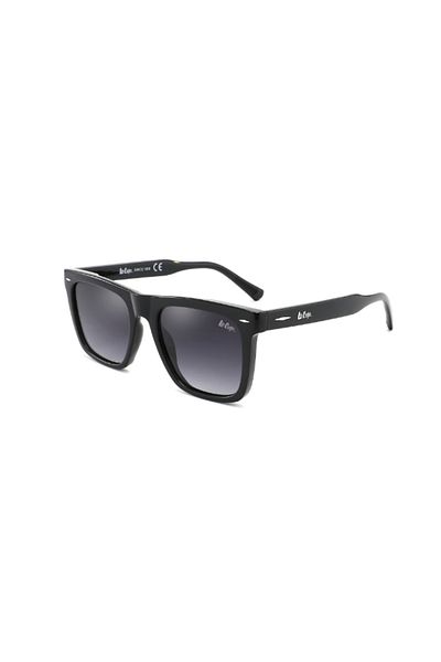 Lee Cooper Unisex Polarized Sunglasses Shiny Black Mirror Lens - LC1021C01