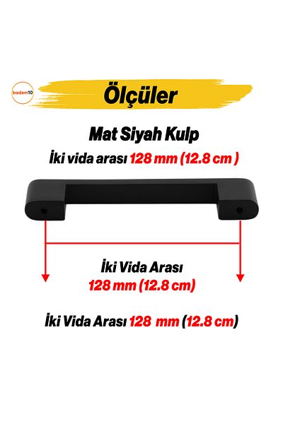 Badem10 Mâner Uhud 128 mm Negru Metal Mobilier Bucătărie Sertar Bucătărie Dulap Dulap Mânere Capac Mâner 12,8 cm
