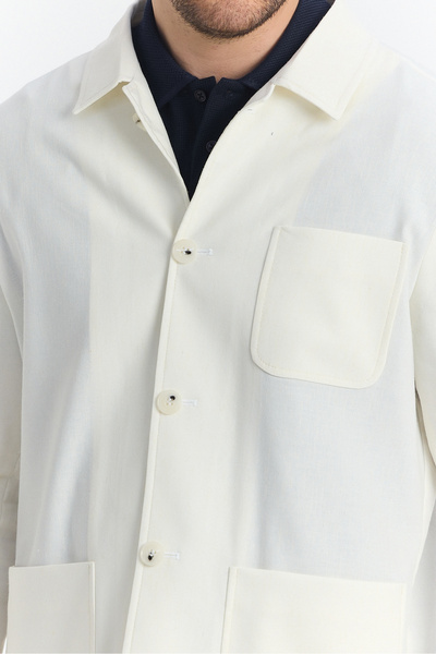 Frappoli Ανοιξιάτικο μπουφάν Zevos Ανδρικό εκρού λινό μεικτό μπουφάν Νέα σεζόν