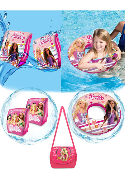 Barbie (3-6 YAŞ) Lisanslı Taşıma Çantalı Çocuk Yüzme Kolluk Ve Can Simidi
