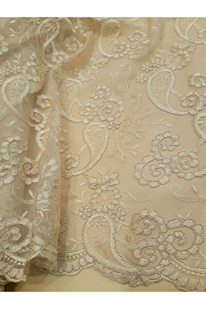 Safir Kumaş Şal Desenli Kordone Güpür Dantel 3 Metre