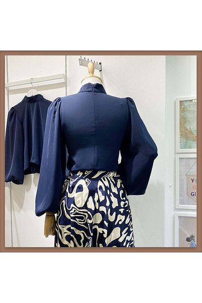 Faya Boutique Cămașă liva bleumarin