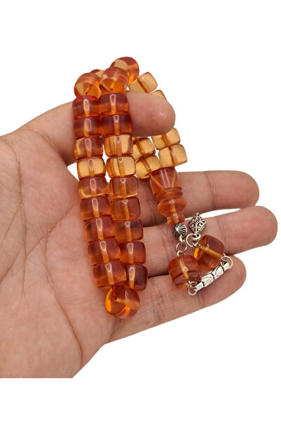 Han Ticarethane Tekerlek Kesim Şeffaf Turuncu Necef Ateş Kehribar Tesbih