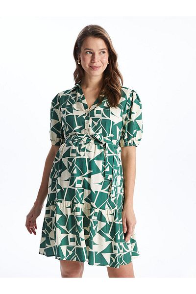 LC Waikiki Shirt Collar Pattern Maternity Dress (S4)