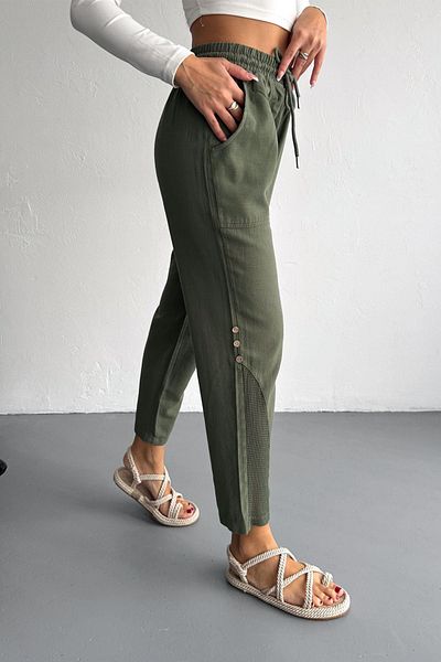İstangül Butik Pantaloni de in cu plasă și detaliu nasturi