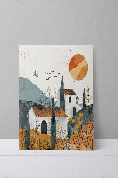 qoeuyl boutique Bohemian Nature Themed No:24 Retro Vintage 18x27 MDF Ξύλινη α...