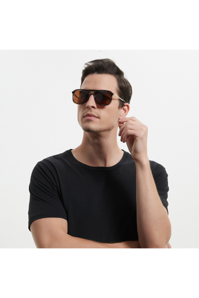 Lee Cooper Men's Polarized Sunglasses Brown Mirror Lens - LC1023C03