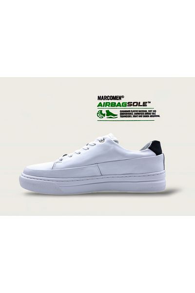 MARCOMEN Ανδρικά λευκά παπούτσια Casual Daily Comfort από γνήσιο δέρμα