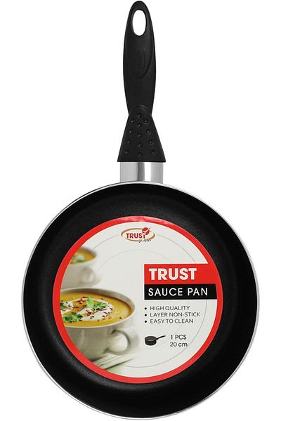 Trust Pro Non Stick Sauce Pan Without Lid & 2 Layered Aluminium Coating, 20 cm, Brown