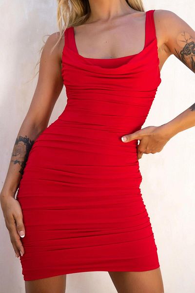 World Fashion Trends 6029 Gathered Dress with Elastic Straps
