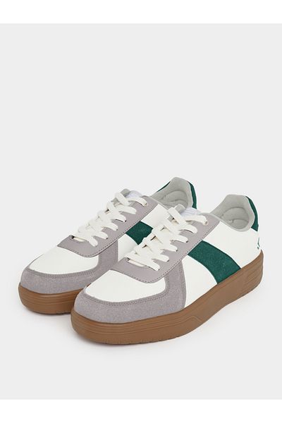Styli Court Lace Up Color Block Sneakers