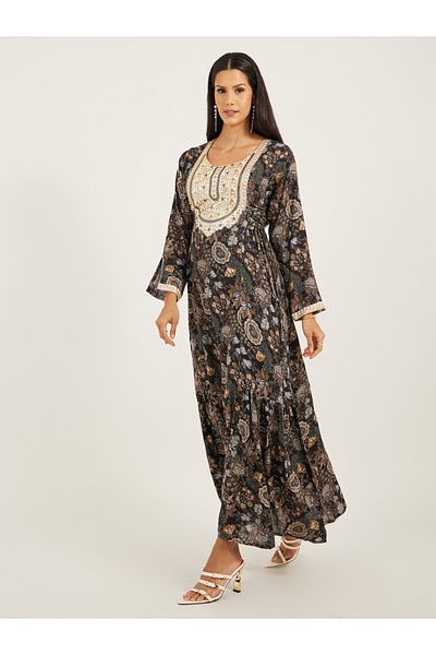 Maxim Creation By Styli All-Over Print Embroidered A-Line Jalabiya
