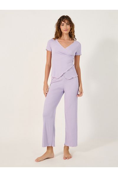 Styli CONTRAST EDGE RIB WRAP OVER TEE and PJ SET