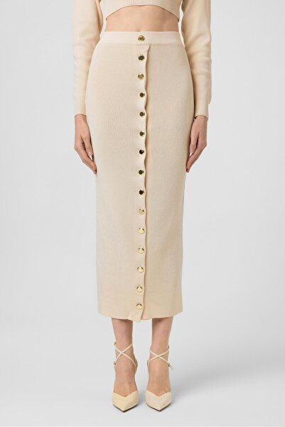 valena Essence Knitwear Button Skirt Suit Ecru