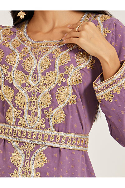Maxim Creation By Styli Embroidered Round Neck Belted A-Line Kaftan