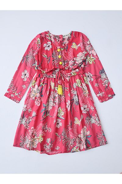Bella Moda By Styli All-Over Floral Print Round Neck Knee Length Dress