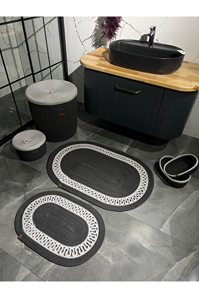 Türkmen Ev Tekstil Jüt Hasır Banyo seti ,40 x 45 çamaşır sepeti ,Banyo paspası,makyaj sepeti,Kirli sepeti, Banyo,dekor