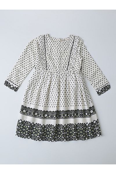 Bella Moda By Styli All-Over Print Fit and Flare Dress with Long Sleeves