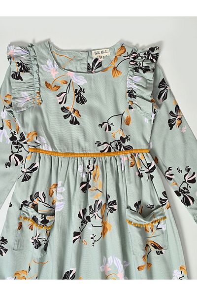 Bella Moda By Styli All-Over Print Ruffle Sleeves Dress