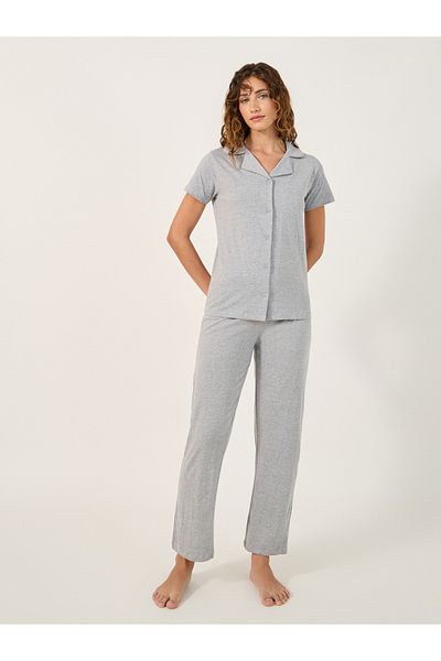 Styli COTTON JERSEY SHORT SLEEVE BUTTON THRU SHIRT  and PJ SET