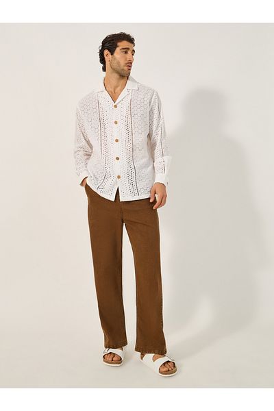 Styli MEN SUMMER BRODERIE RELAXED FIT RESORT COLLAR SHIRT
