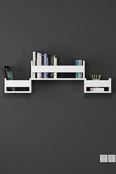 Ninnimo Ada Mdf Duvar Rafı, Kitaplık Beyaz