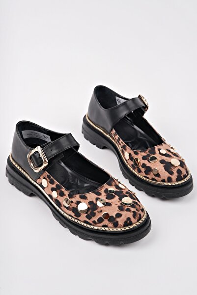 MUGGO EGERİA Жіночі повсякденні лофери з леопардовим візерунком, однією смужкою та товстою підошвою