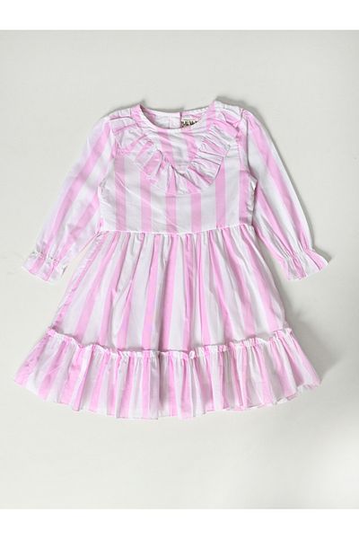 Bella Moda By Styli Striped Round Neck Tiered Dress
