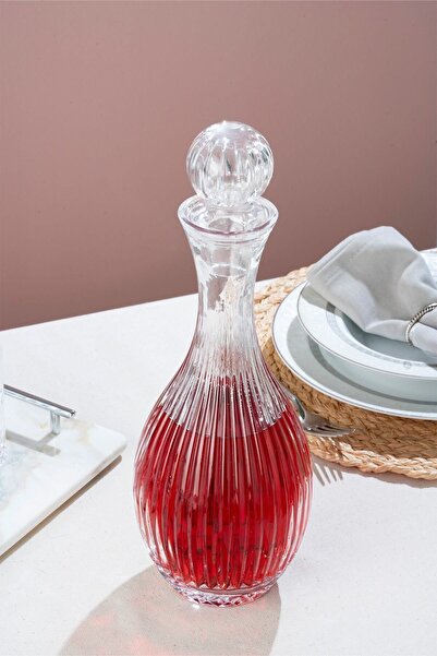 ORTAKÖY CENNETİ Çizgili Linea Damla Model Lüx El Yapımı Cam Sürahi