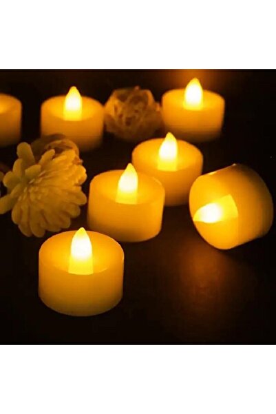 Zanzibar 10 Adet Led Mum Tealight Sarı Işık Pilli 10 Li Led Mum ( Piller Dahil )