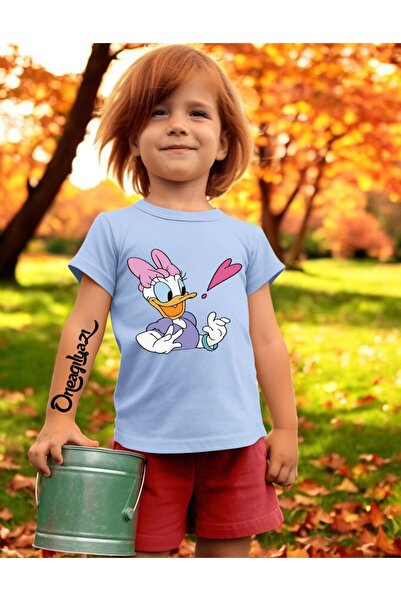 oneagılyazı Daisy Duck Printed Girl's Oversize T-Shirt