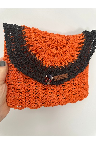 Bucci Handmade Portakal Rengi &Siyah El Çantası