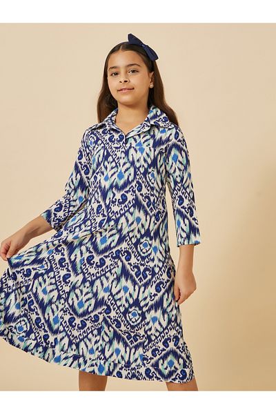 Styli All-Over Print Collared Dress