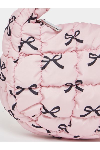 Styli Quilted Bow Printed Handbag