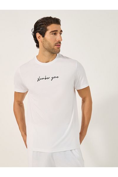 Styli Slogan Print Crew Neck T-Shirt and Pyjama Set