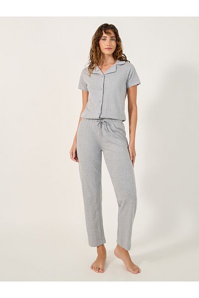 Styli COTTON JERSEY SHORT SLEEVE BUTTON THRU SHIRT  and PJ SET