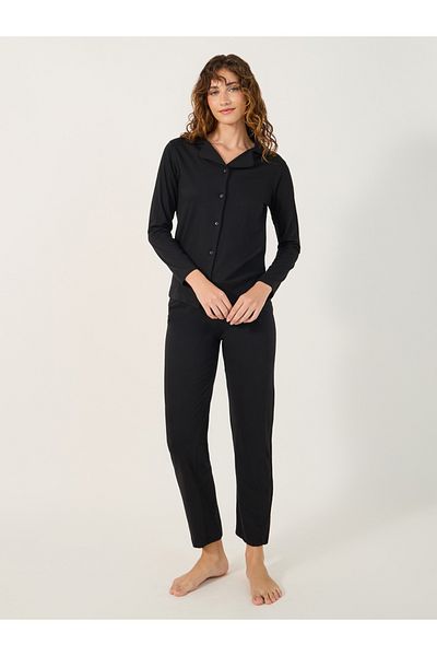 Styli COTTON JERSEY LONG SLEEVE BUTTON THRU SHIRT and PJ SET