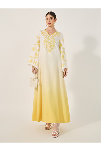 Styli جلابية بطبعات أومبري بأكمام واسعة