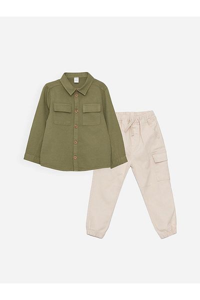 LC Waikiki Long Sleeve Basic Baby Boy Shirt and Pants 2 Piece Set (S4)