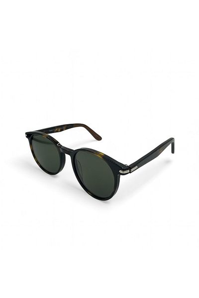 SuperStep Black Green Lens Round Sunglasses